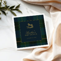 Classic Polo Dark Green Plaid Baby Shower
