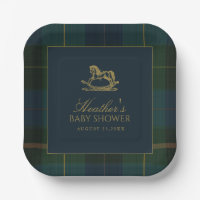 Classic Polo Dark Green Plaid Baby Shower