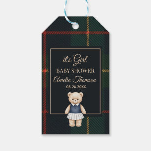 Classic Polo Teddy Bear Preppy Plaid Baby Shower  Gift Tags