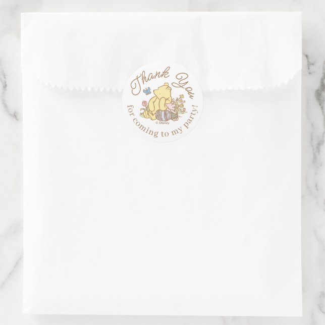 Classic Pooh and Piglet First Birthday Classic Round Sticker (Bag)
