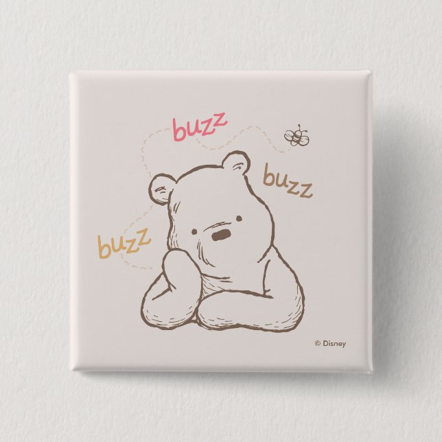 Classic Pooh | Buzz Buzz Buzz 2 Inch Square Button (Front)