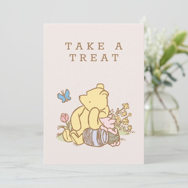 Classic Pooh & Piglet Baby Shower Invitation (Standing Front)