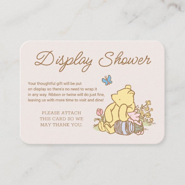 Classic Pooh & Piglet No Wrap Baby Shower Place Card (Front)