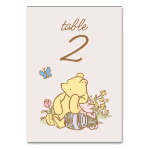 Classic Pooh & Piglet No Wrap Baby Shower Table Number