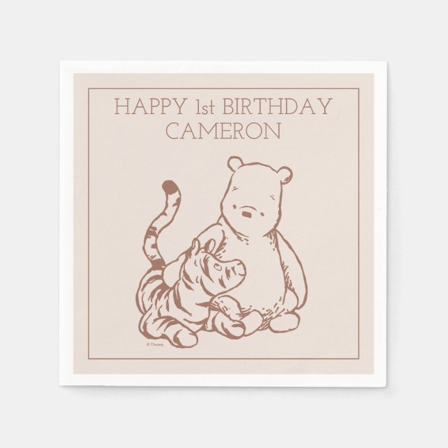 Classic Pooh & Tigger First Birthday Napkin (Front)