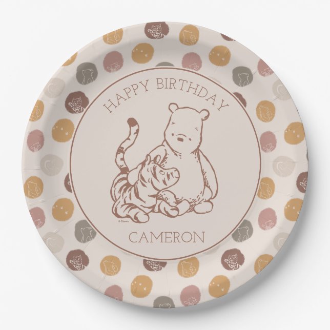 Classic Pooh & Tigger First Birthday Paper Plate (Front)