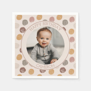Classic Pooh & Tigger First Birthday Photo Napkin