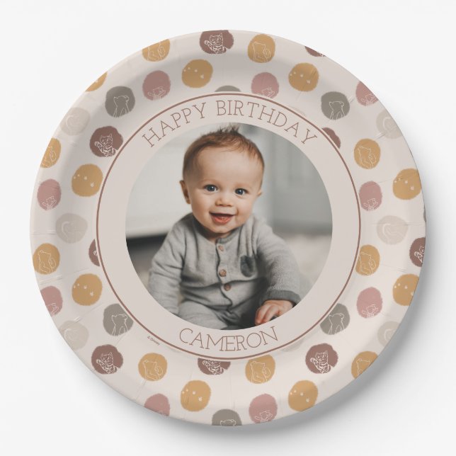 Classic Pooh & Tigger First Birthday Photo Paper Plate (Front)