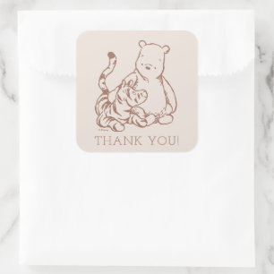 Classic Pooh & Tigger First Birthday Thank You Square Sticker