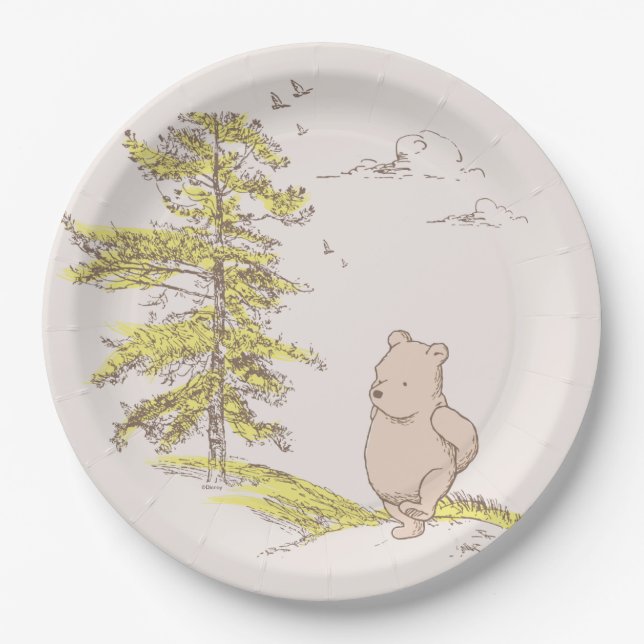 Classic Pooh Walking in the Woods Paper Plate (Front)