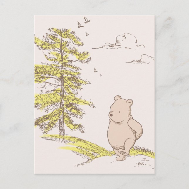 Classic Pooh Walking in the Woods Postcard (Front)