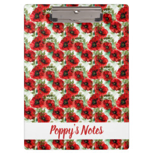 Classic Poppy Pattern Name Clipboard