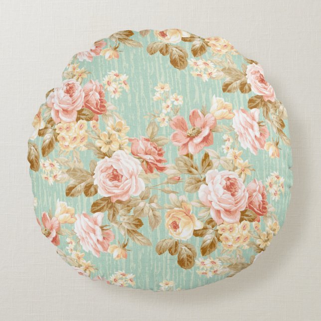 Classic Popular Flower Seamless pattern background Round Pillow (Front)