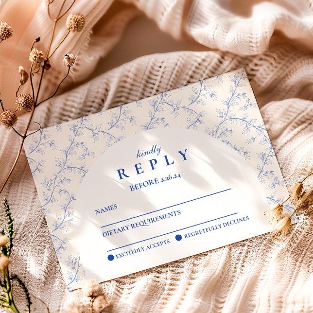 Classic Porcelain Blue Graduation Party RSVP Card (Creator Uploaded)