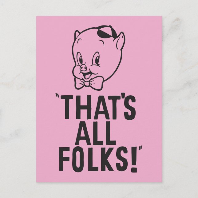 Classic Porky Pig "That's All Folks!" Postcard (Front)