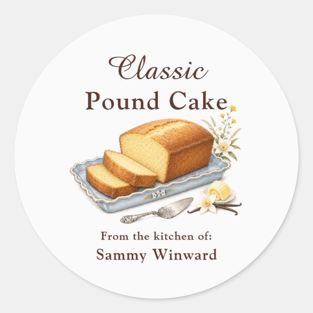 Classic Pound Cake Gift Label (Front)