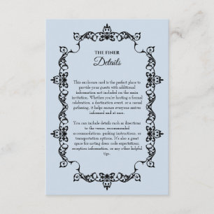 Classic Powder Blue Ornately Framed Wedding Enclosure Card