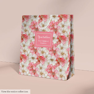 Classic powder pink & gold custom wedding gift bag