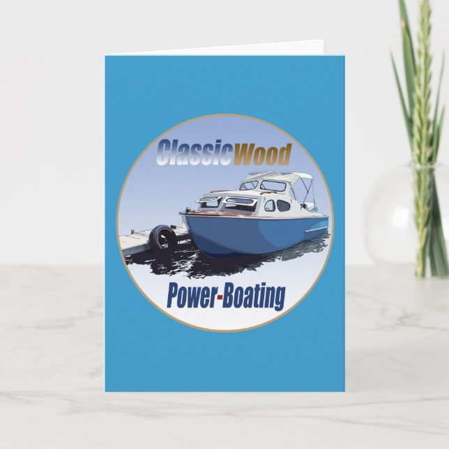 Classic Power-Boating Holiday Card (Front)