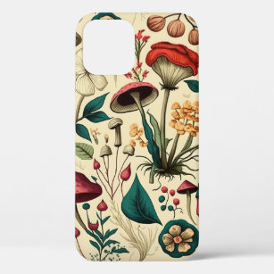 Classic Premium Mushroom and Flower Design iPhone 12 Case