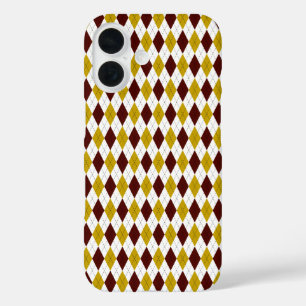Classic Preppy Argyle in Garnet and Gold iPhone 16 Case
