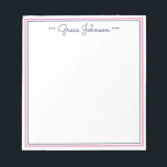 Classic Preppy Personalized Notepad | Navy & Pink<br><div class="desc">Classy notepad that is great for jotting down daily reminders.  Check out all the complimentary color combinations and don't forget to personalize.</div>