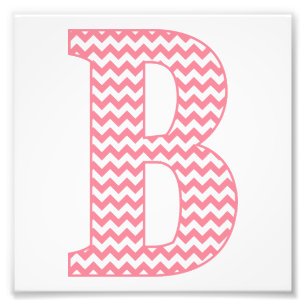 Classic Preppy Pink Chevron Letter B Monogram Photo Print