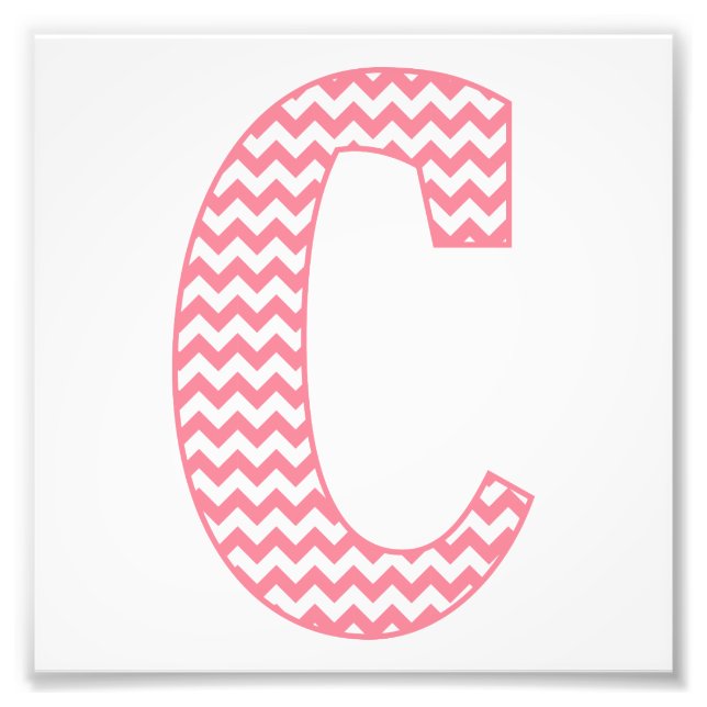 Classic Preppy Pink Chevron Letter C Monogram Photo Print (Front)