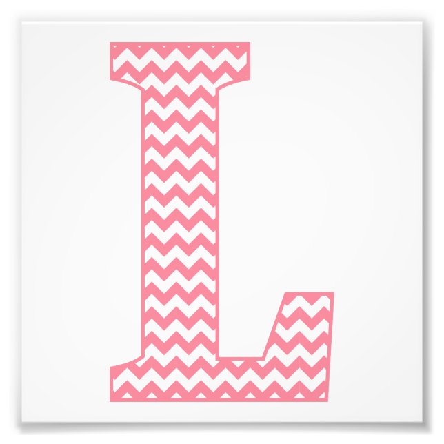 Classic Preppy Pink Chevron Letter L Monogram Photo Print (Front)