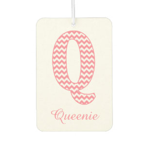 Classic Preppy Pink Chevron Letter Q Monogram Air Freshener