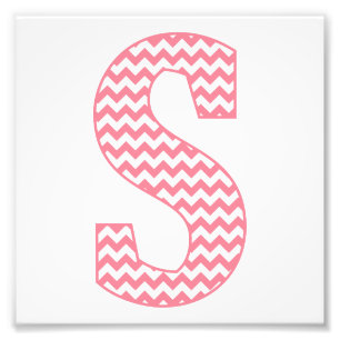 Classic Preppy Pink Chevron Letter S Monogram Photo Print