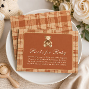 Classic Preppy Teddy Bear Plaid Books for Baby Enclosure Card