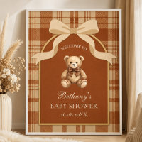 Classic Preppy Teddy Bear Plaid Welcome