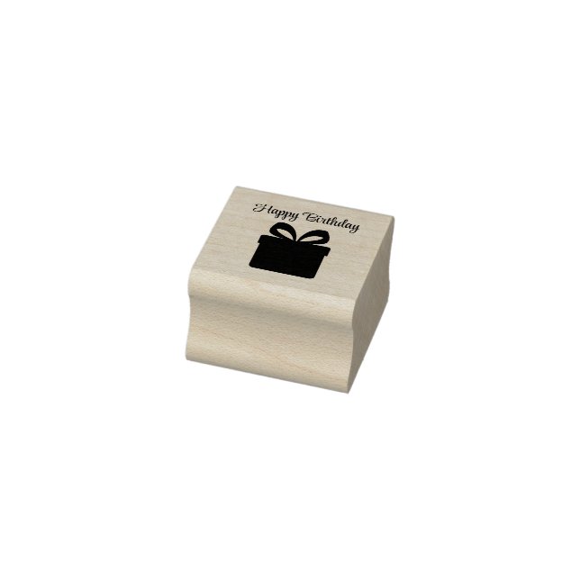 Classic Present Gift Silhouette Outline Message Rubber Stamp (Stamp)