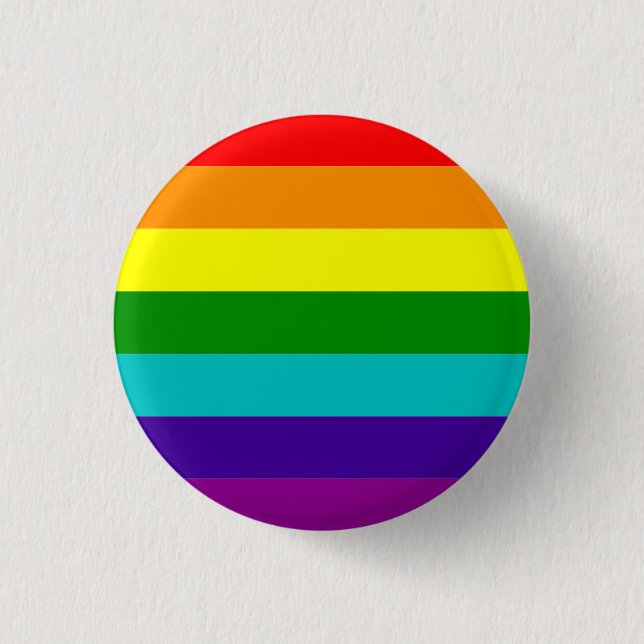 Classic pride flag (with cyan) 1 inch round button (Front)