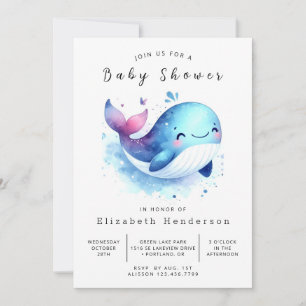 Classic Printable Whale Baby Shower Invitation