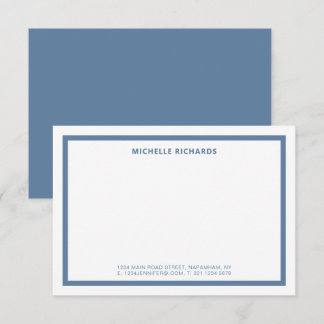 Classic Professional Dusty Blue Border Stationery Card