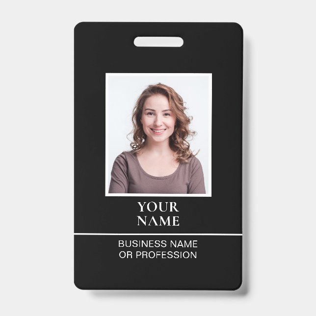 Classic Professional ID Black White Security  Badge (Front)