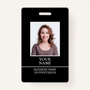 Classic Professional ID Black White Security  Badge