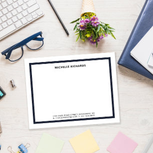 Classic Professional Navy Blue Border Stationery Card