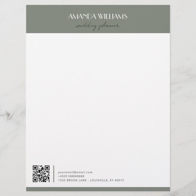 Classic Professional QR Code Grass Letterhead (Front)