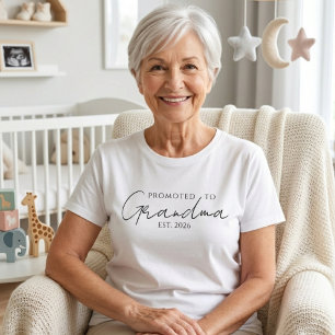 Classic Promoted To Grandma EST Year Script T-Shirt