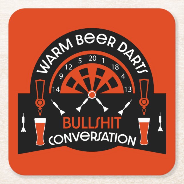 Classic Pub Darts Square Paper Coaster (Front)