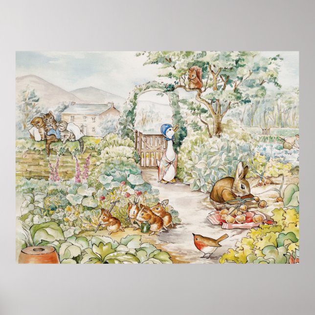 Classic Puddle Duck in vegetable garden Poster (Front)