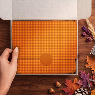 Classic Pumpkin Fall Autumn Gingham Plaid Check Tissue Paper