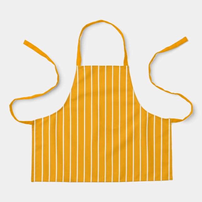 Classic Pumpkin Orange and White Thin Stripes Apron (Front)