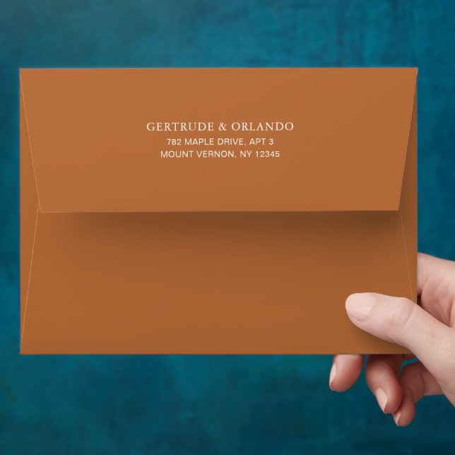 Classic Pumpkin Orange Elegant Wedding Envelope (Hand)
