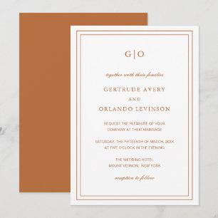 Classic Pumpkin Orange Elegant Wedding Invitation