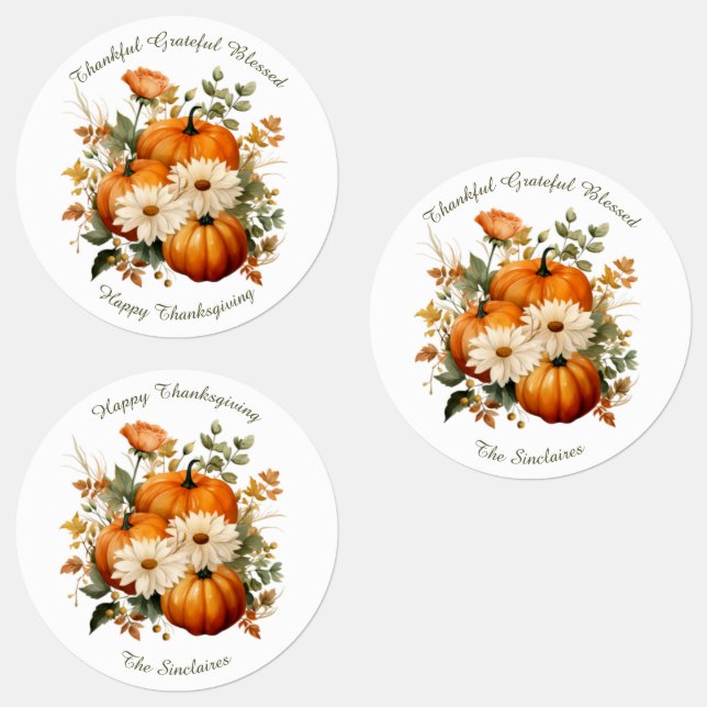 Classic Pumpkin Thanksgiving Sticker Labels (Group)