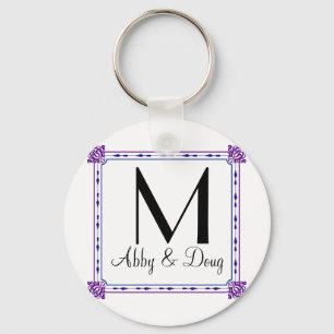 Classic purple and blue diy logo keychain